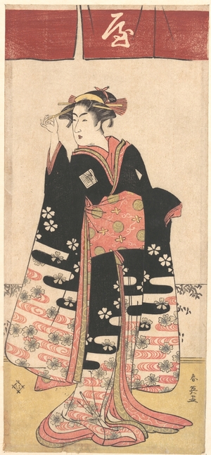 勝川春英: The Actor Ichikawa Monosuke II in an Unidentified Female Role - メトロポリタン美術館