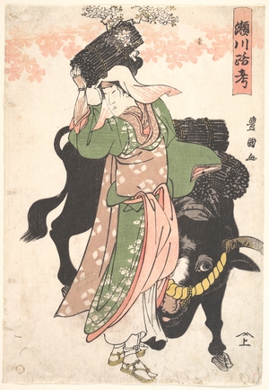 歌川豊国: The Actor Segawa Roko as the Woodseller Ohara Leading an Ox - メトロポリタン美術館