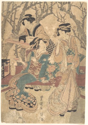 歌川豊国: Three Women Dining Before a Group of Trees - メトロポリタン美術館