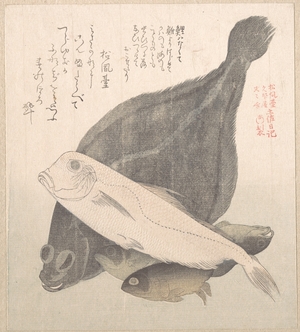 窪俊満: Flounder and Other Fishes - メトロポリタン美術館