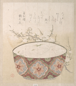 窪俊満: Bowl with White-Baits and Plum Blossoms - メトロポリタン美術館