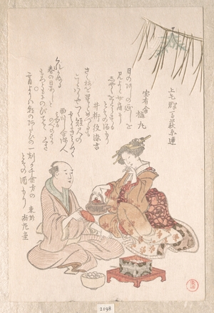 Kubo Shunman: Woman Entertaining Her Guest with New Year Wine - Metropolitan Museum of Art
