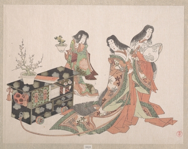 Kubo Shunman: Court Ladies Dragging a Cabinet along the Floor - Metropolitan Museum of Art