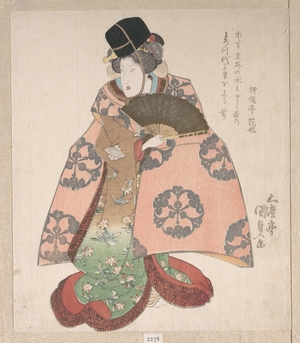 歌川国貞: Kabuki Actor in a Female Role Standing with a Fan - メトロポリタン美術館