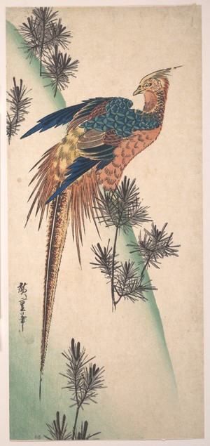 Utagawa Hiroshige: Pheasant and Pine-trees on Snowy Hillside - Metropolitan Museum of Art