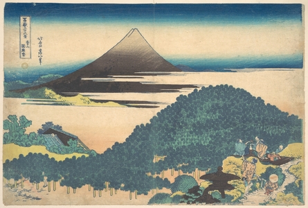葛飾北斎: Cushion Pine at Aoyama (Aoyama enza no matsu), from the series Thirty-six Views of Mount Fuji (Fugaku sanjûrokkei) - メトロポリタン美術館