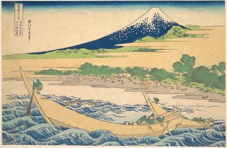 葛飾北斎: Tago Bay near Ejiri on the Tôkaidô (Tôkaidô Ejiri Tago no ura ryaku zu), from the series Thirty-six Views of Mount Fuji (Fugaku sanjûrokkei) - メトロポリタン美術館