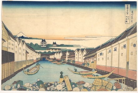 葛飾北斎: Nihonbashi in Edo (Edo Nihonbashi), from the series Thirty-six Views of Mount Fuji (Fugaku sanjûrokkei) - メトロポリタン美術館
