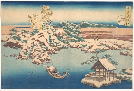 葛飾北斎: Snow on the Sumida River (Sumida), from the series, Snow, Moon, and Flowers (Setsugekka) - メトロポリタン美術館