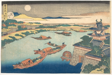 葛飾北斎: Moonlight on the Yodo River (Yodogawa), from the series Snow, Moon, and Flowers (Setsugekka) - メトロポリタン美術館