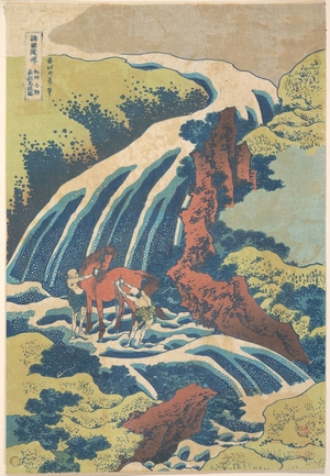 Katsushika Hokusai: The Waterfall Where Yoshitsune Washed His Horse at Yoshino in Yamato Province (Washû Yoshino Yoshitsune uma arai no taki), from the series A Tour of Waterfalls in Various Provinces (Shokoku taki meguri) - Metropolitan Museum of Art