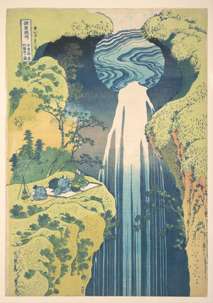 Katsushika Hokusai: The Amida Falls in the Far Reaches of the Kisokaidô Road (Kisoji no oku Amida-ga-taki), from the series A Tour of Waterfalls in Various Provinces (Shokoku taki meguri) - Metropolitan Museum of Art