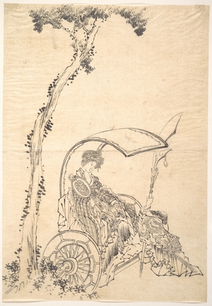 葛飾北斎: Lady in a Chariot - メトロポリタン美術館