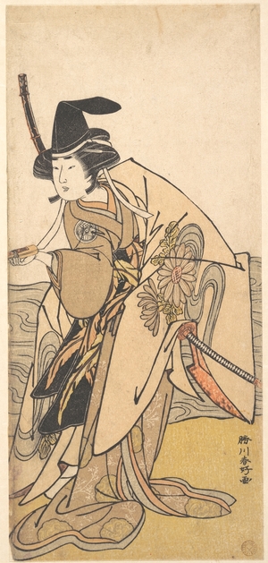 勝川春好: The Second Yamashita Kinsaku in the Role of Onna Kusunoki - メトロポリタン美術館