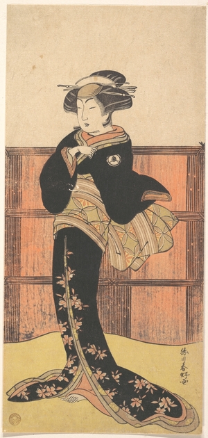 勝川春好: The Fourth Iwai Hanshiro as a Woman in a Black Kimono - メトロポリタン美術館