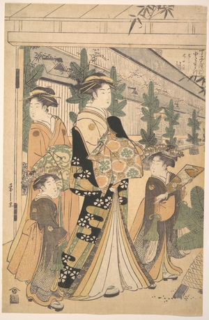 細田栄之: Two Oiran with Two Female Attendants in the Yoshiwara - メトロポリタン美術館