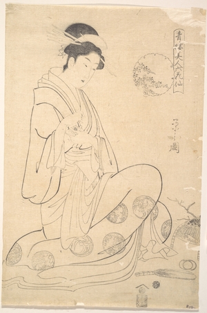 Hosoda Eishi: Konosato of Takeya Seated, Holding an Incense Burner - Metropolitan Museum of Art