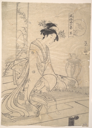 Hosoda Eishi: Young Lady Playing a Musical Instrument - Metropolitan Museum of Art