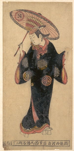 Yoshinobu: The Actor Arashi Wakano as a wakashu (youth) in a kappa (raincoat) - Metropolitan Museum of Art