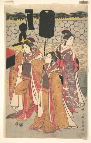 Rekisentei Eiri: Prince Genji Returning to His Palace where His Wife Awaits Him - メトロポリタン美術館