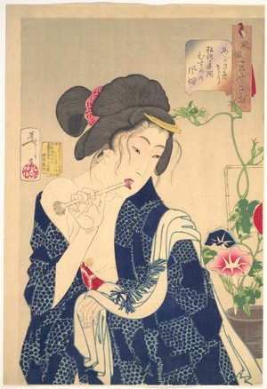 Tsukioka Yoshitoshi: Waking Up: A Girl of the Kôka Era (1844–1848) - Metropolitan Museum of Art