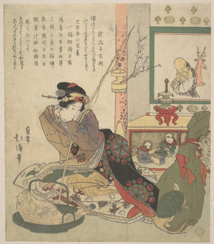 魚屋北渓: Bijin Urashima and the Seven Fortune Beings (Shichi-fuku-jin) - メトロポリタン美術館