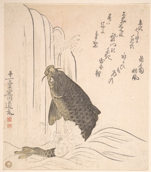 Kurokawa Michita: Carp Trying to Swim up a Waterfall - Metropolitan Museum of Art