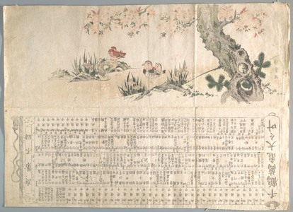 Utamaro II: Mandarin Ducks in a Spring Landscape: Program for a Jururui Performance - メトロポリタン美術館