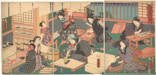 Utagawa Kunisada, 歌川国貞 (Utagawa Kunisada (Japanese, 1786–1864))による浮世絵「Artisans, from the series "An Up-to-Date Parody of the Four Classes"」