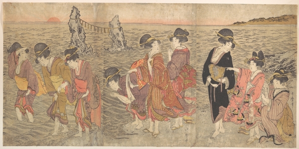 Kitagawa Utamaro: Women Worshipping the Rising Sun between the Twin Rocks at Ise - Metropolitan Museum of Art