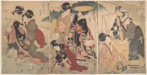 喜多川歌麿: Women and a Man in the Country; Some pageant(?) - メトロポリタン美術館