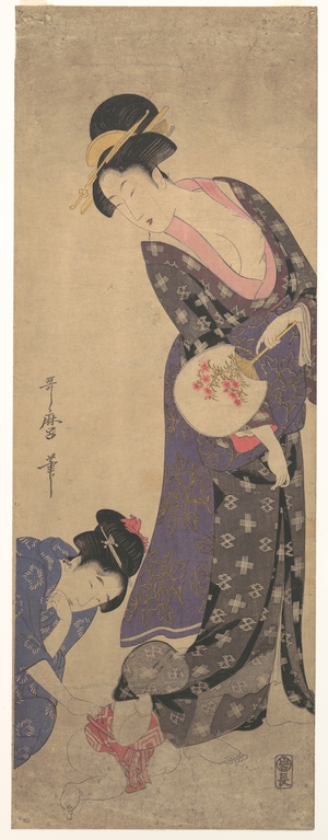 Kitagawa Utamaro: Two Women with a Baby who is Playing on the Floor - Metropolitan Museum of Art