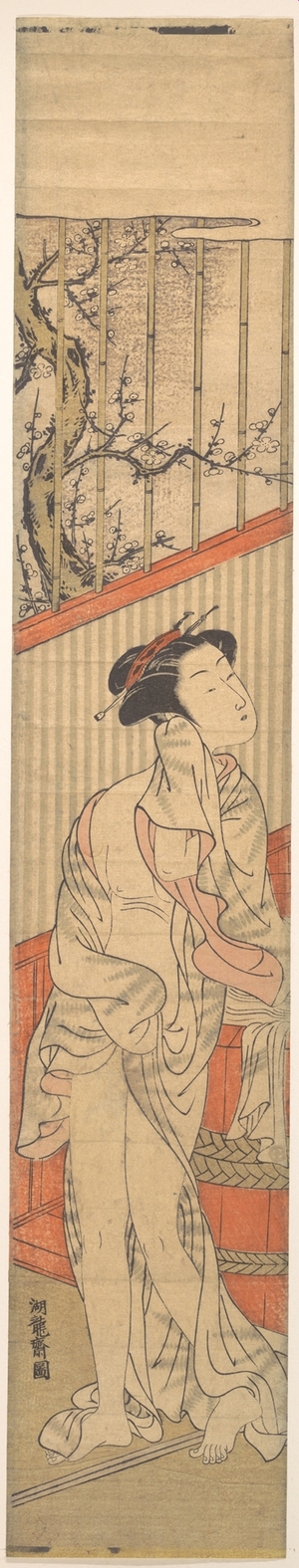 磯田湖龍齋: Girl Drying Herself after Her Bath - メトロポリタン美術館