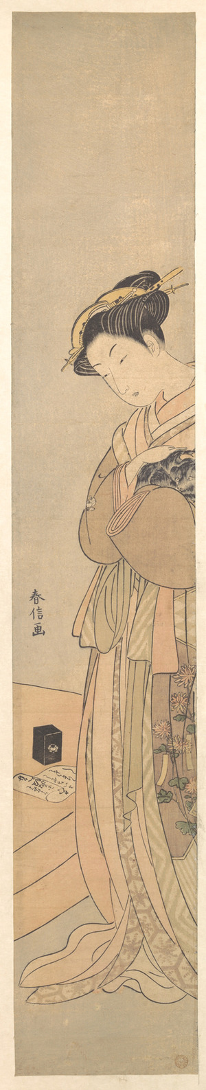 Suzuki Harunobu: An Oiran Holding a Black Dog - Metropolitan Museum of Art