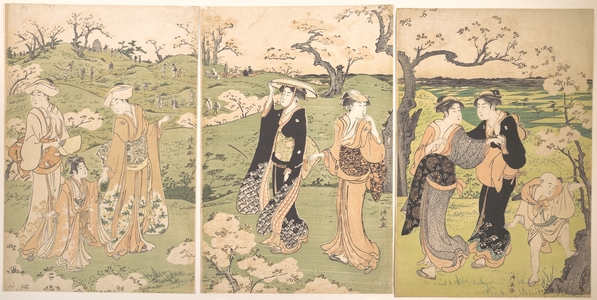 Torii Kiyonaga: Young Ladies Viewing Cherry–blossoms at Asukayama - Metropolitan Museum of Art