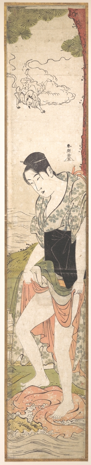 勝川春潮: Young Woman Washing Clothes in the River - メトロポリタン美術館