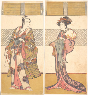 勝川春章: The Third Sawamura Sojuro and the 3rd Segawa Kikunojo - メトロポリタン美術館