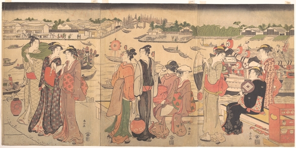 勝川春山: Festival by the Sumida River - メトロポリタン美術館