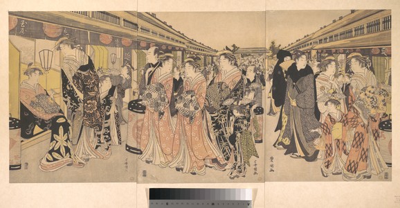 歌川豊国: Courtesans Promenading on the Nakanochô in Yoshiwara - メトロポリタン美術館