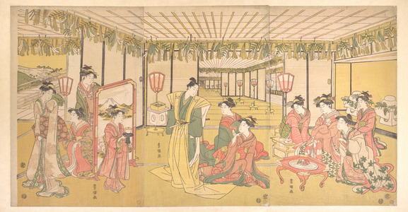 Utagawa Toyokuni I: New Year's Celebration in a Large Mansion - Metropolitan Museum of Art