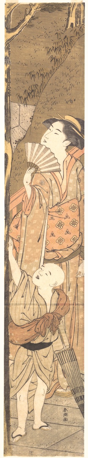 Katsukawa Shuncho, 勝川春潮 (Katsukawa Shunchô (Japanese, active ca. 1780–95))による浮世絵「Woman and Small Boy」