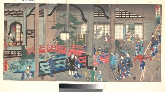 二歌川広重: The Interior of the Gankiro Tea House in Yokohama - メトロポリタン美術館