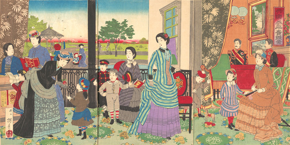 井上安治: An Aristocratic Family Enjoying a Quiet Life Together - メトロポリタン美術館
