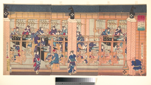 Utagawa Yoshitora: Imported Silk Spinning Machine at Tsukiji in Tokyo - Metropolitan Museum of Art