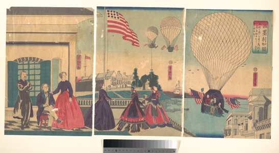 歌川芳虎: American Balloon Ascension - メトロポリタン美術館