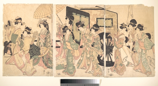 Utamaro II: Ladies Surrounding a Cart - メトロポリタン美術館