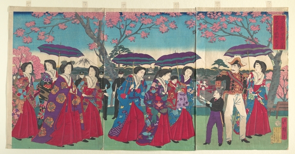 Utagawa Hiroshige III: Cherry Blossom Viewing in Ueno Park - Metropolitan Museum of Art