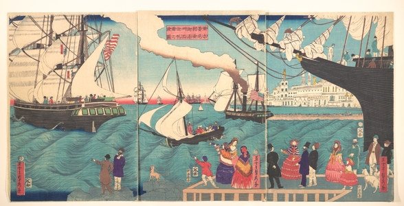 歌川貞秀: Vessels Departing from California, America - メトロポリタン美術館