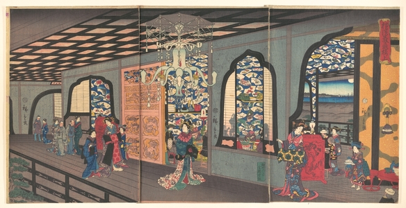 Utagawa Hiroshige II: Upper Floor of the Gankirô Tea House in Yokohama - Metropolitan Museum of Art