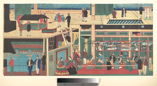 Utagawa Yoshikazu: Interior of an American Steamship - Metropolitan Museum of Art